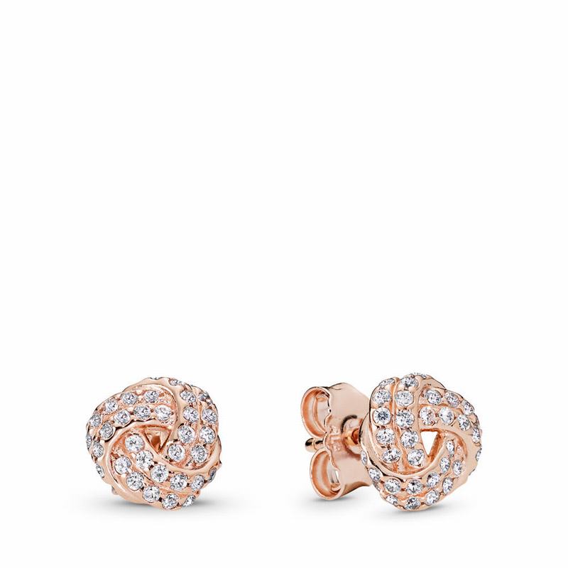 Pandora Rose™ Sparkling Love Knot Stud Earrings NZ (390241-VDL)